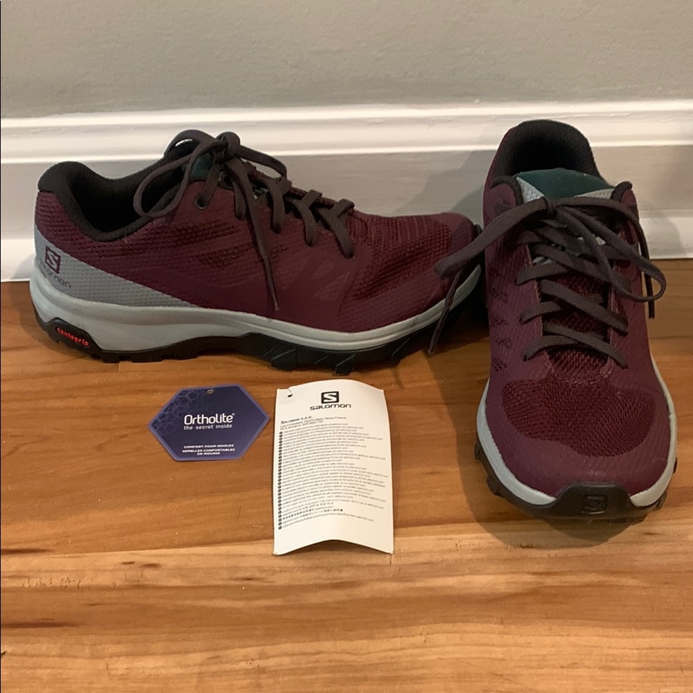 Salomon Red Athletic Shoes with Breathable Mesh and Traction Soles